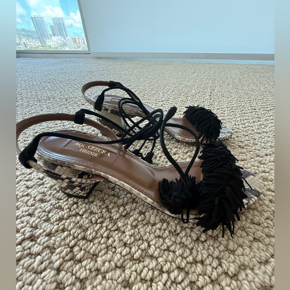 Aquazurra Snake Print Heels
